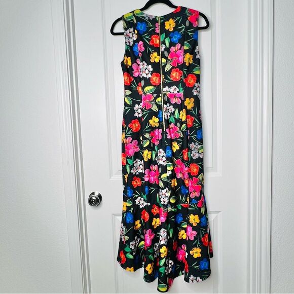 Calvin Klein Women's High Low Sleeveless Midi Scuba Dress Black Floral Size 6 - Picture 6 of 11